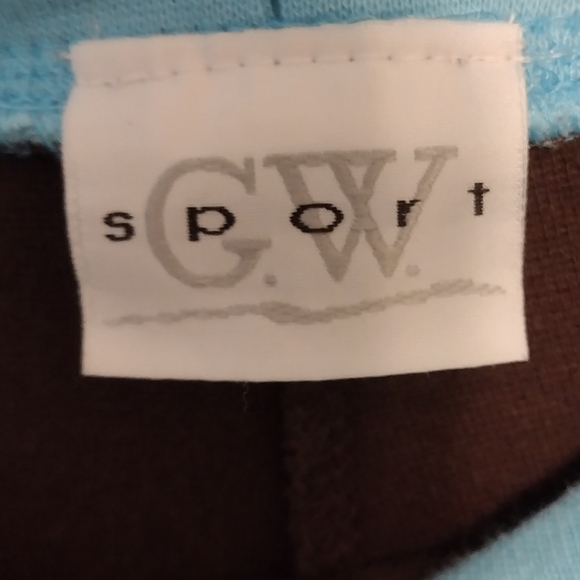 G.W. Sport women's sweatpants with drawstring, size 1X, brown and blue - Picture 2 of 8